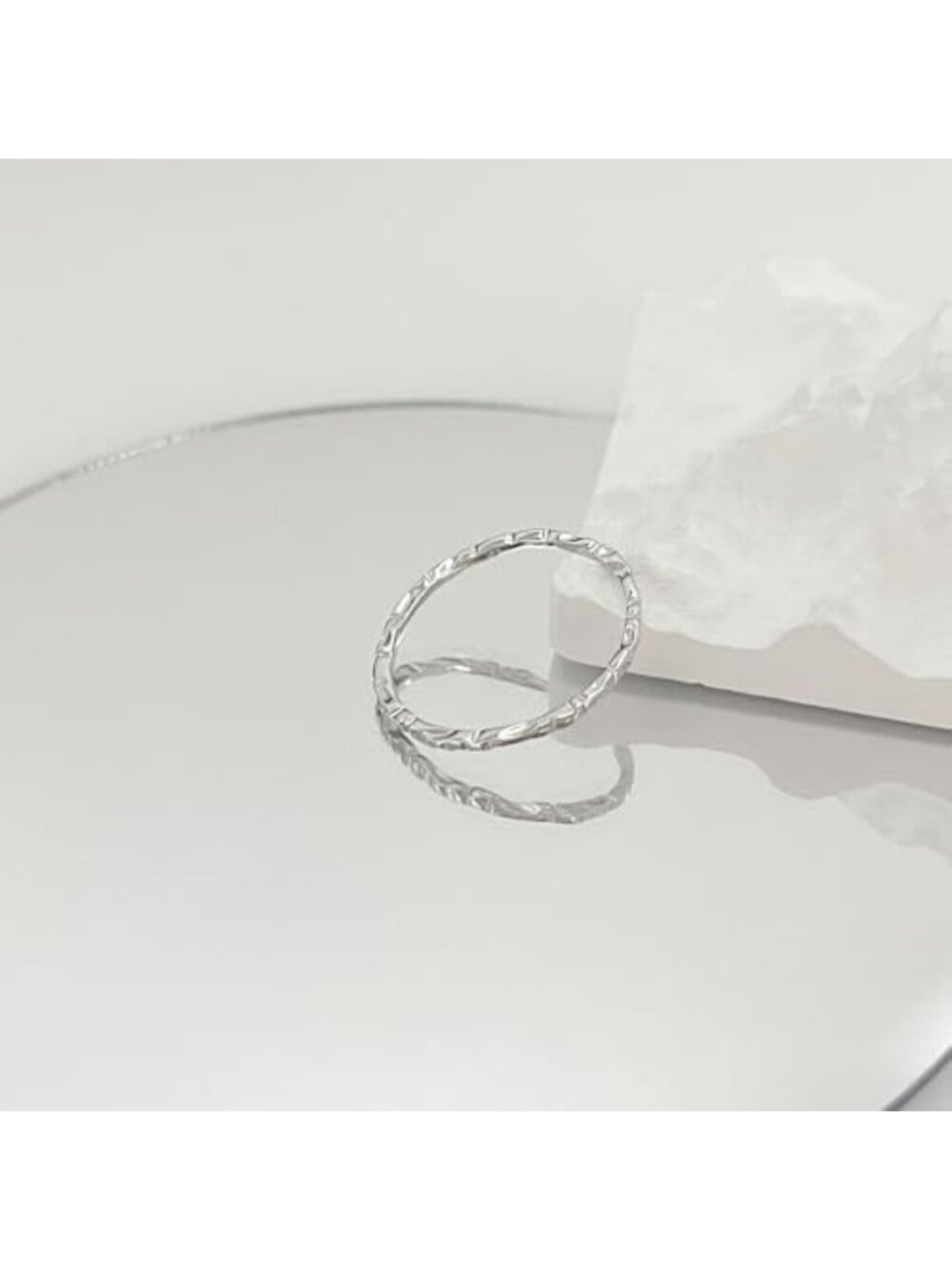 Minimalist 925 Sterling Silver Hammered Skinny Knuckle Stacking Rings Set - Picture 5 of 6